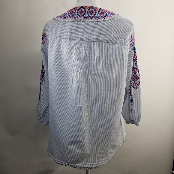 Chico's Peasant Embroidered Petite Blouse with Tassels Size small - Picture 7 of 11